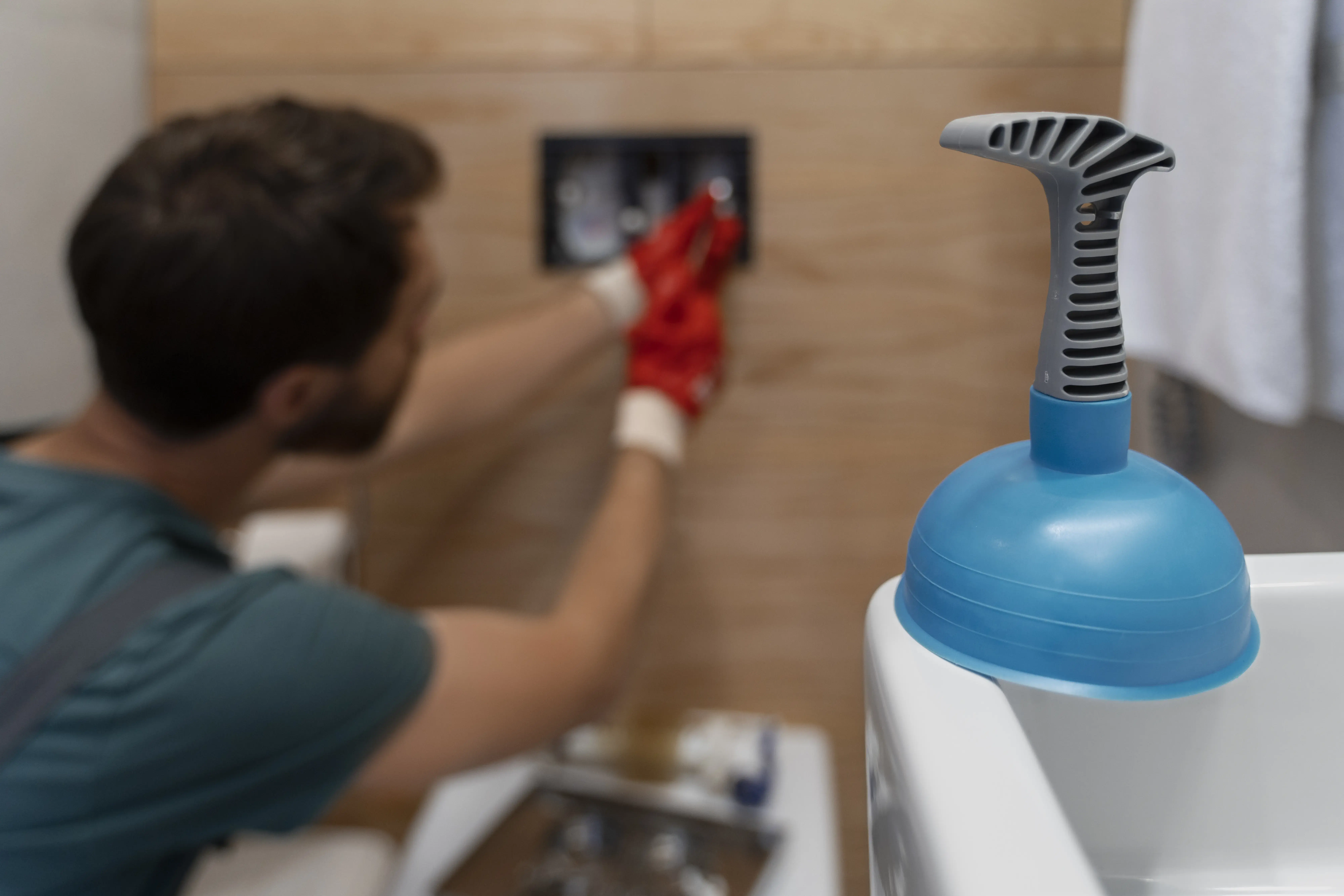 Licensed plumber installing modern bathroom and kitchen fixtures